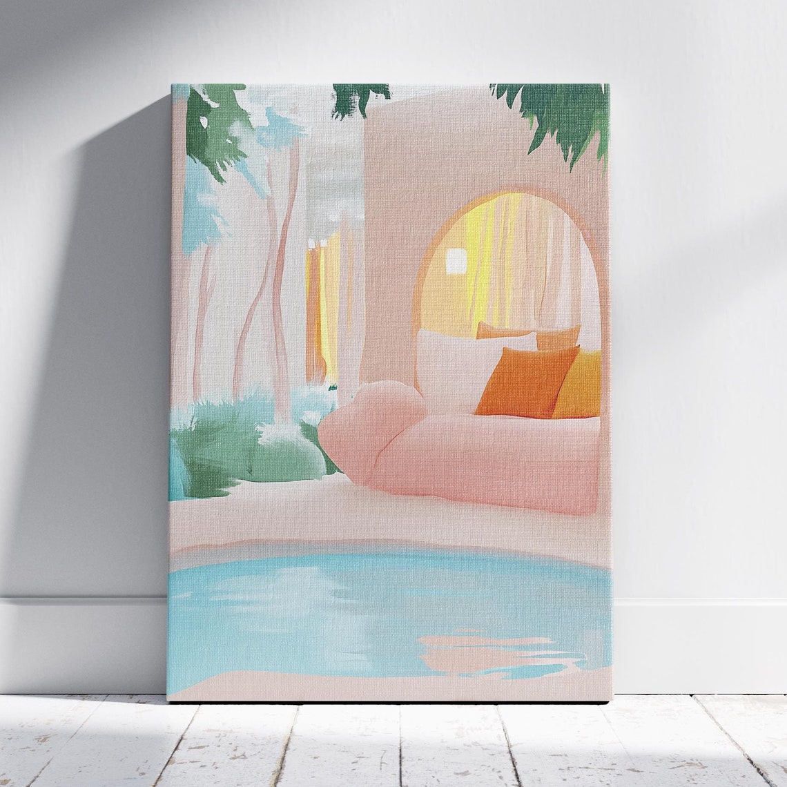 Pastel Pool Living Room Dreamy Living Room Teenage Room Decor Dreamy Aesthetic Quirky Illustration Gouache Painting Dopamine Decor