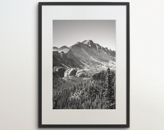 Rocky Mountain National Park Travel Poster, Black White