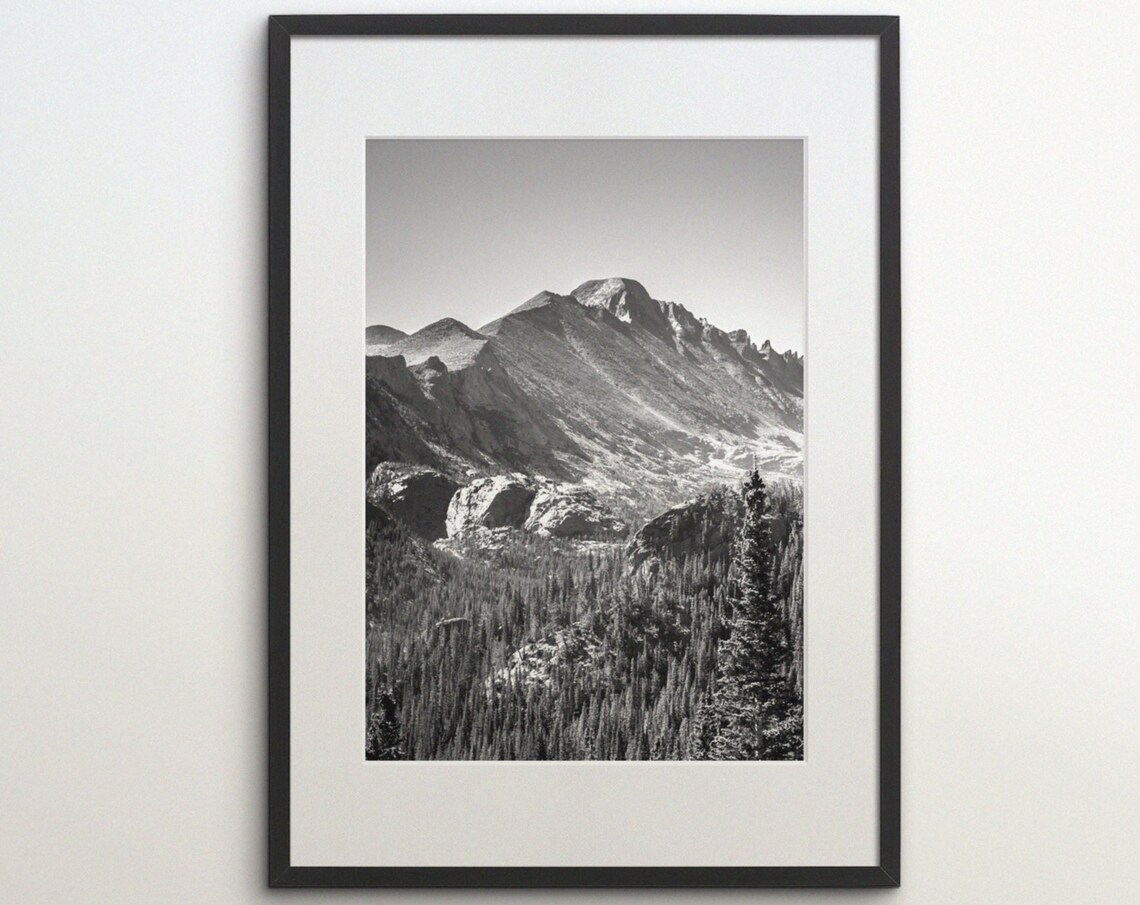 Rocky Mountain National Park Travel Poster, Black White