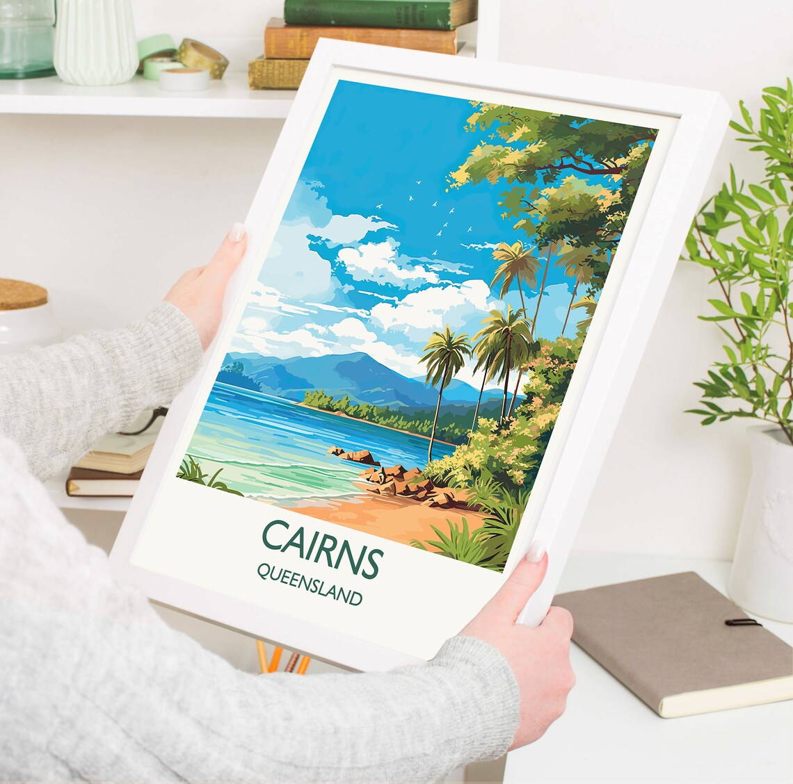Cairns Queensland Tropical Beach Palm Bay Australia Travel Poster - Image 5