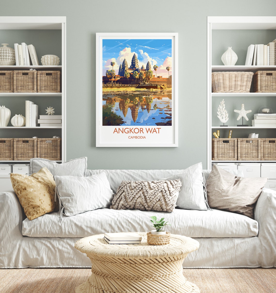 Angkor Wat Cambodia Temple Towers Reflection Sunrise Art Poster - Image 4