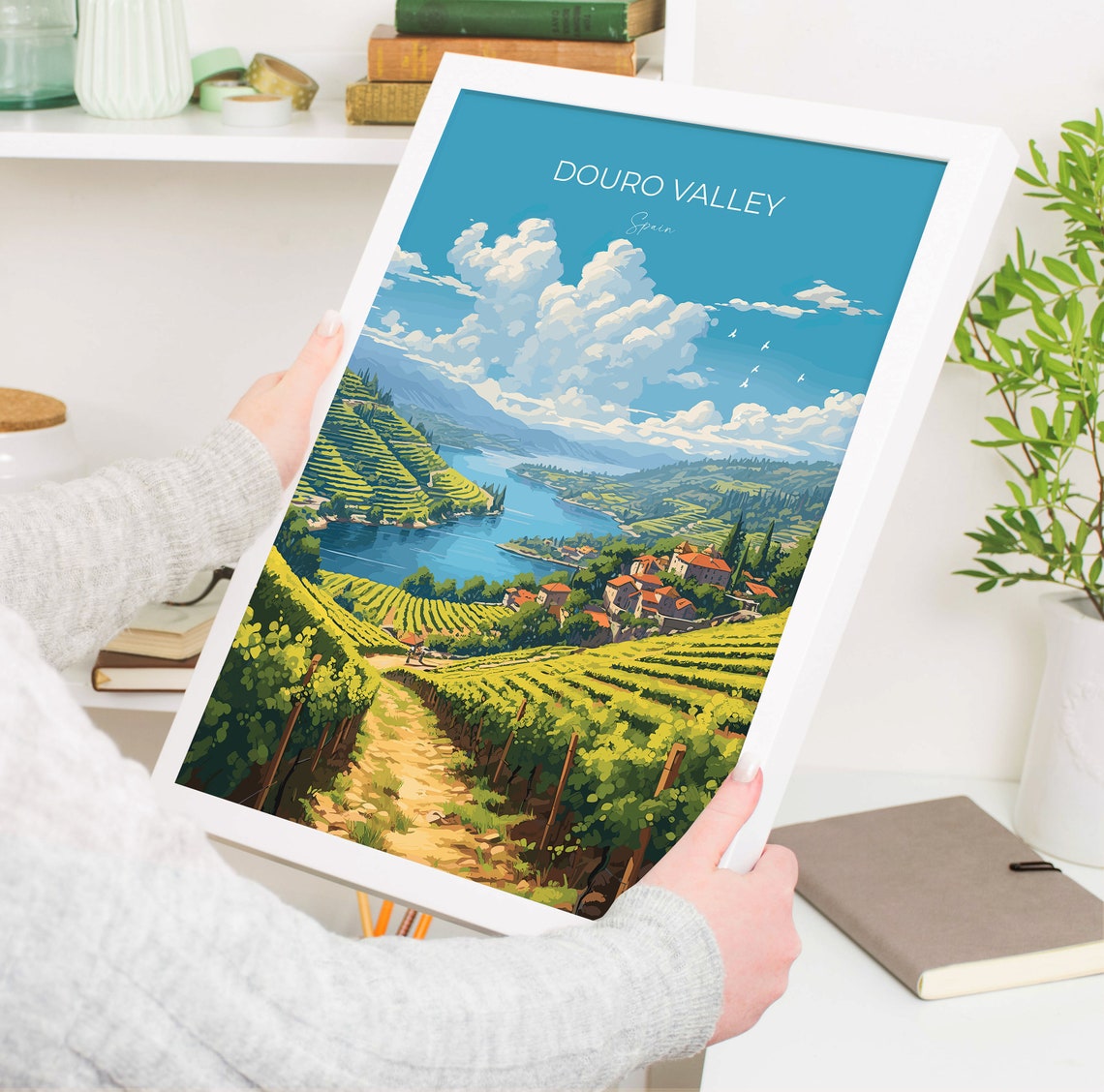 Douro Valley Spain Terraced Vineyards River Village Travel Poster Gift - Image 5