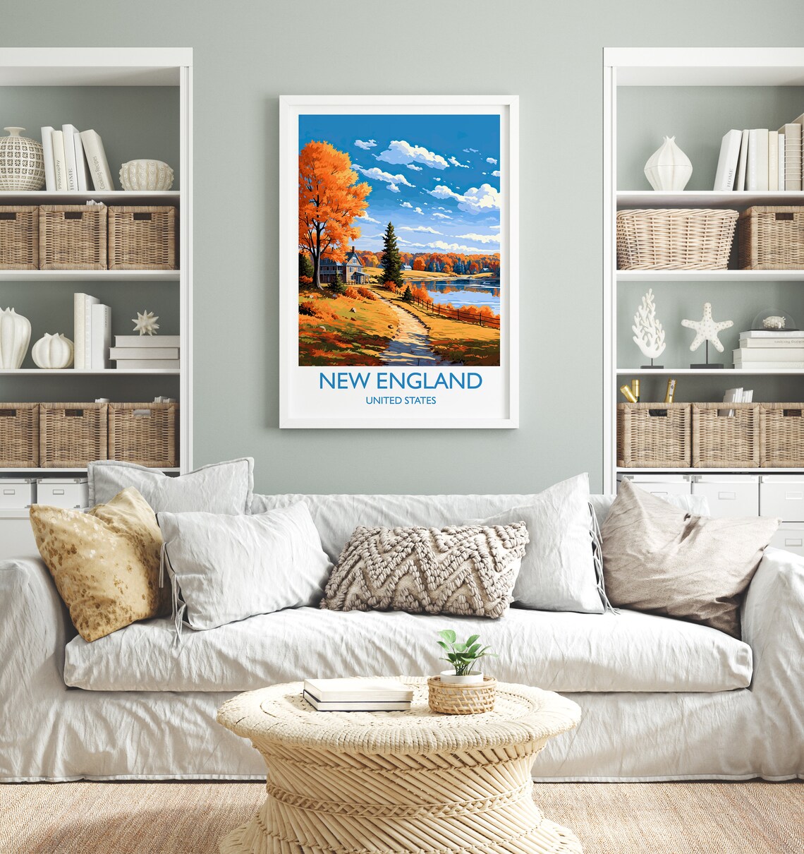 New England Autumn Travel Poster, Fall State Print - Image 4