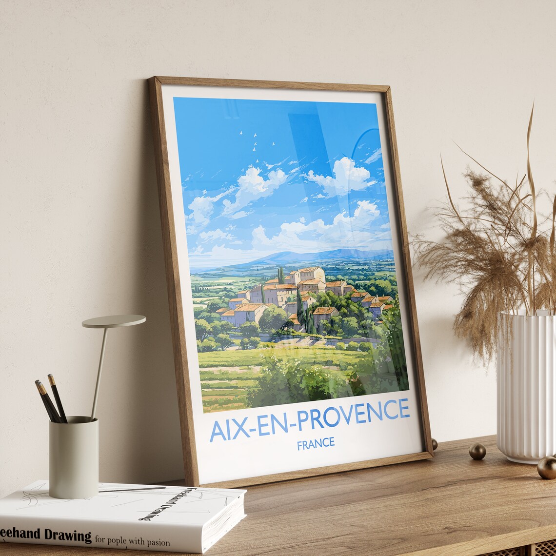 Aix En Provence France Village Green Valley Countryside Art Poster - Image 3