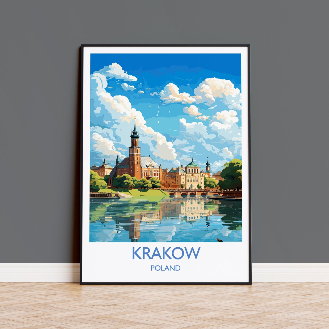 Krakow Travel Poster, Poland Travel Print
