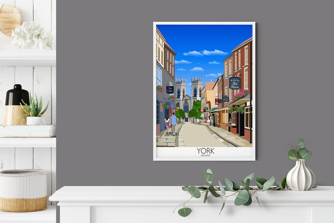 York England Historic Street Minster Towers Charming Day Poster - Image 2