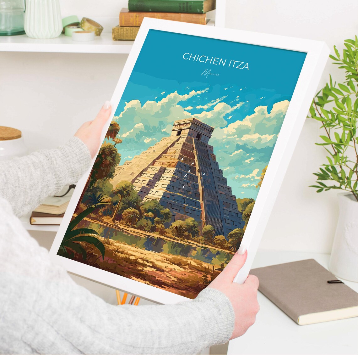 Chichen Itza Travel Poster, Mexico Travel Art - Image 3