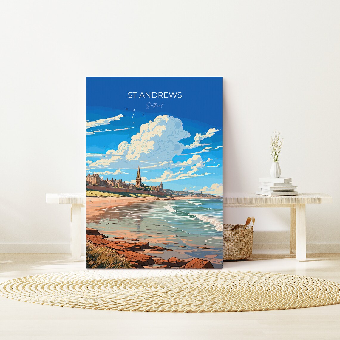 St Andrews Scotland Beach Town Church Spire Coastal Travel Poster - Image 3