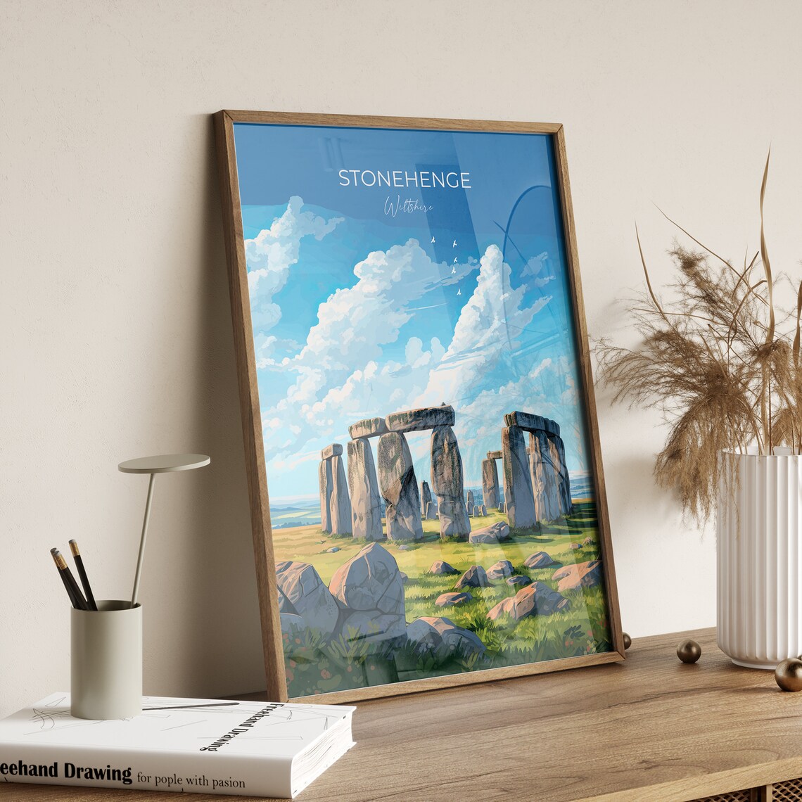 Stonehenge Wiltshire Ancient Stones Field Travel Poster Wall Decor - Image 2