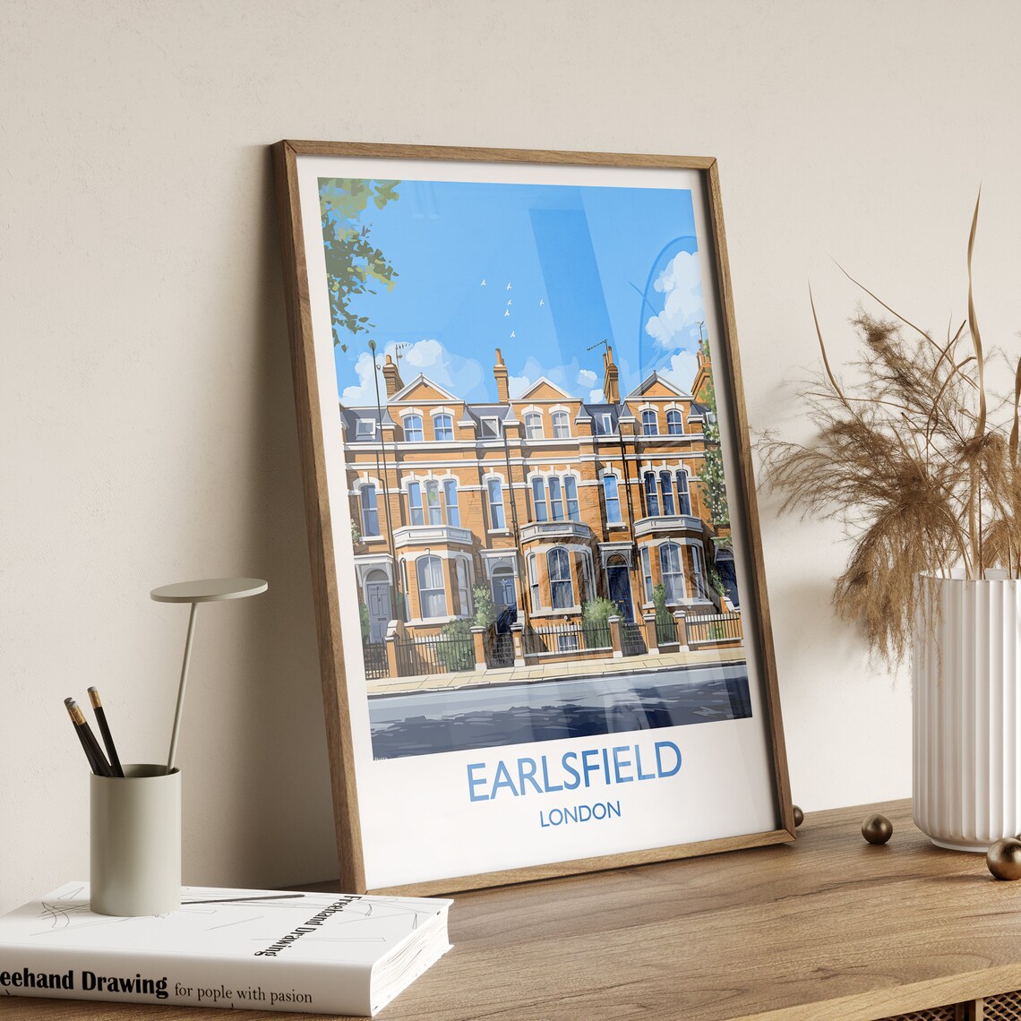 Earlsfield London Victorian Terraces Street Scene Art Poster - Image 2