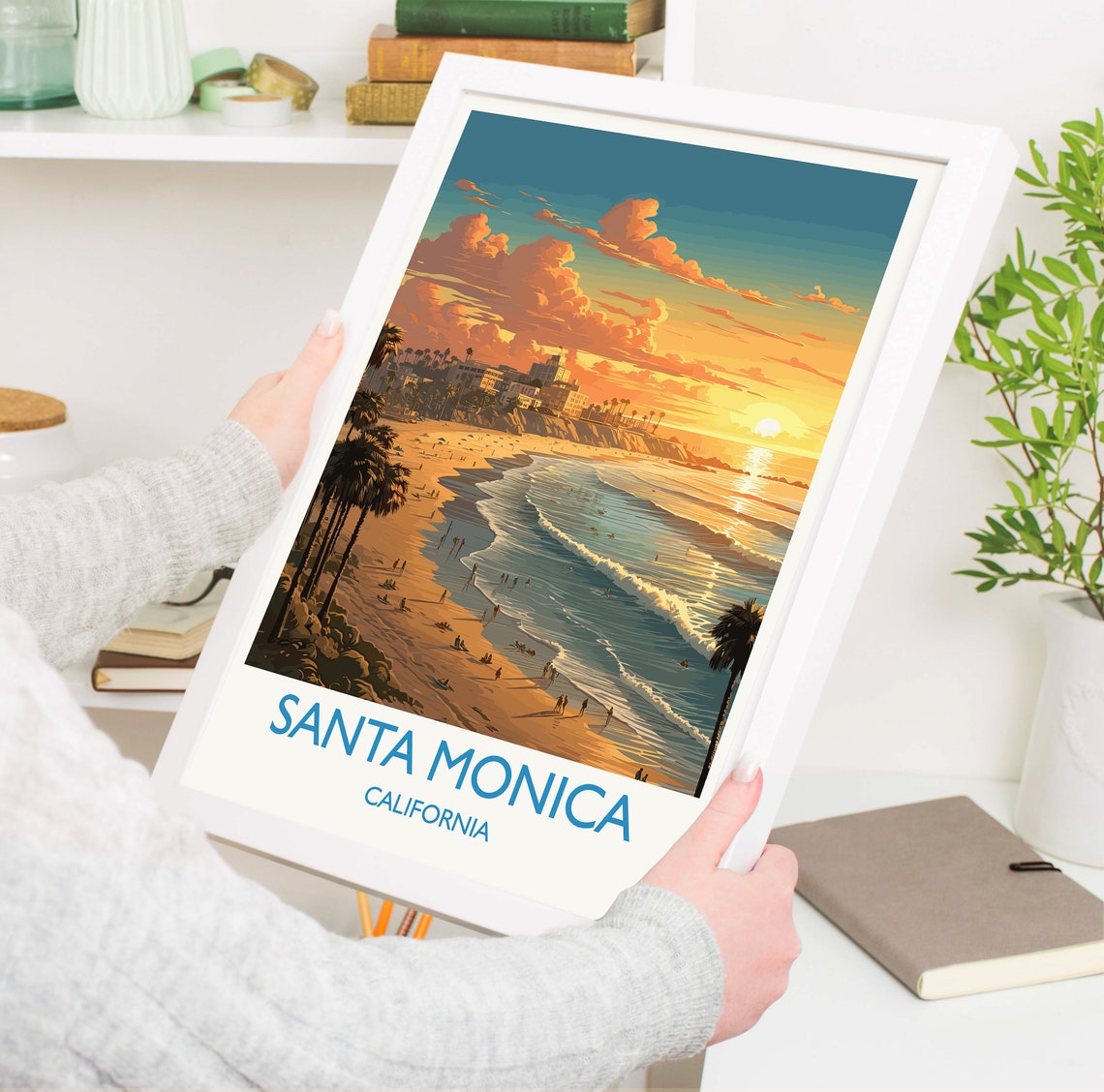 Santa Monica Travel Poster Travel Print Of Santa Monica California Santa Monica Art Lovers Gift Usa Gift Wall Art Print - Image 5