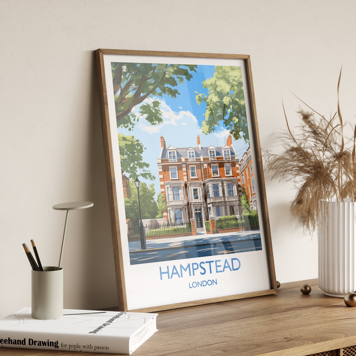 Hampstead Travel Poster Travel Print Of Hampstead London Poster Hampstead Gift Hampstead Art London Art Uk Travel Gift - Image 3