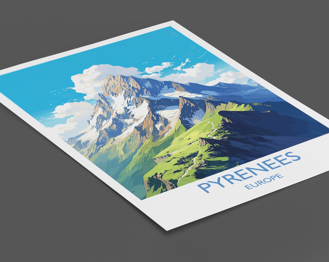 Pyrenees Europe Snow Capped Mountain Peak Alpine Summit Art Poster - Image 2