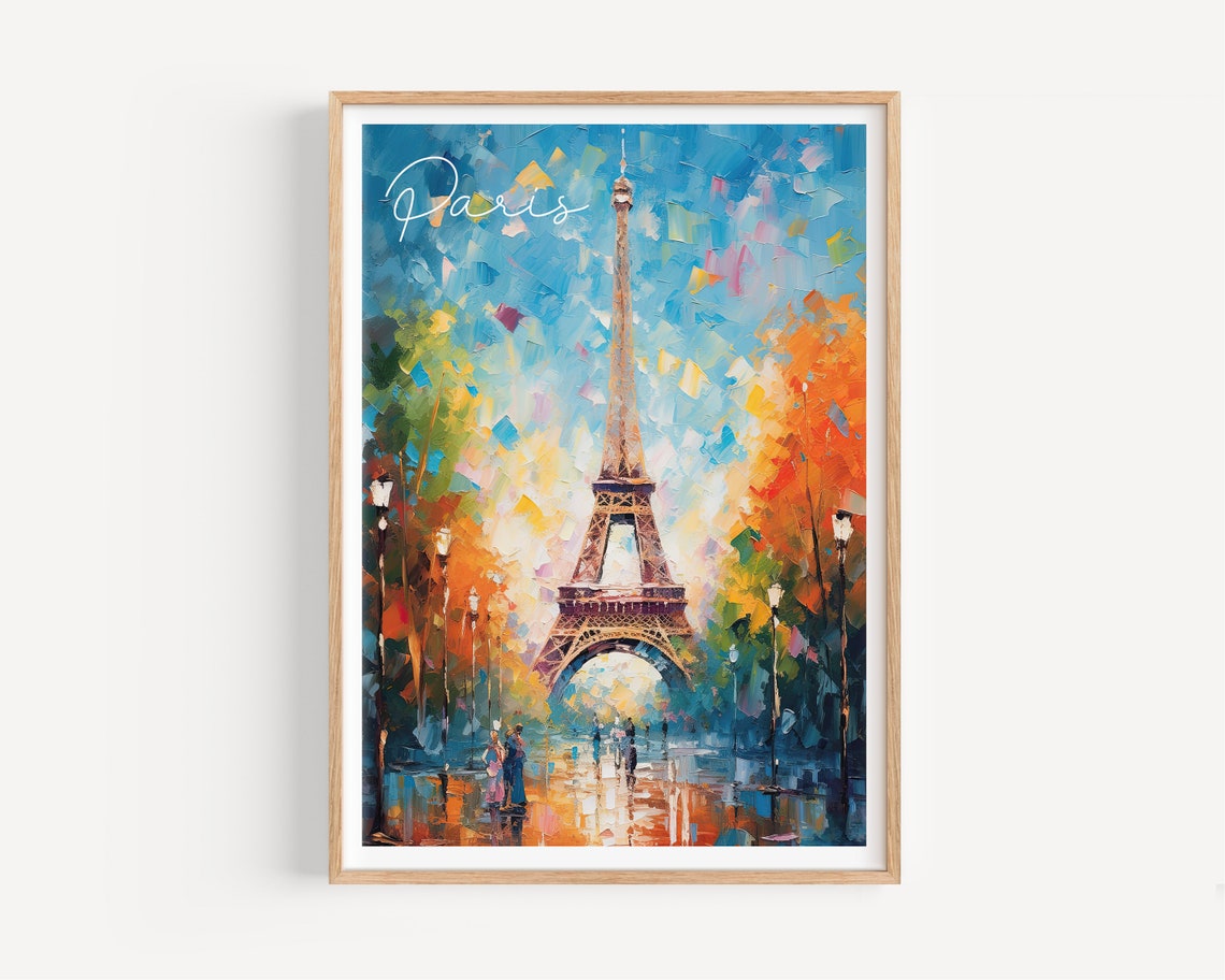 Eiffel Tower Autumn Trees Paris France Romantic Scene Poster