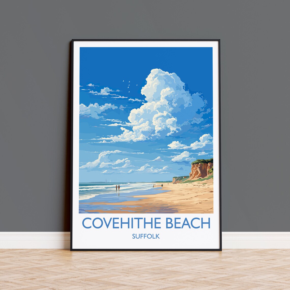 Covehithe Beach Suffolk White Border Sand Dunes Travel Poster