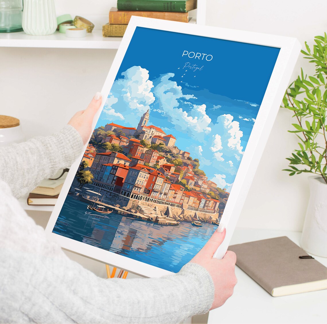 Porto Hillside Old Town Skyline Porto Portugal City View Poster - Image 5