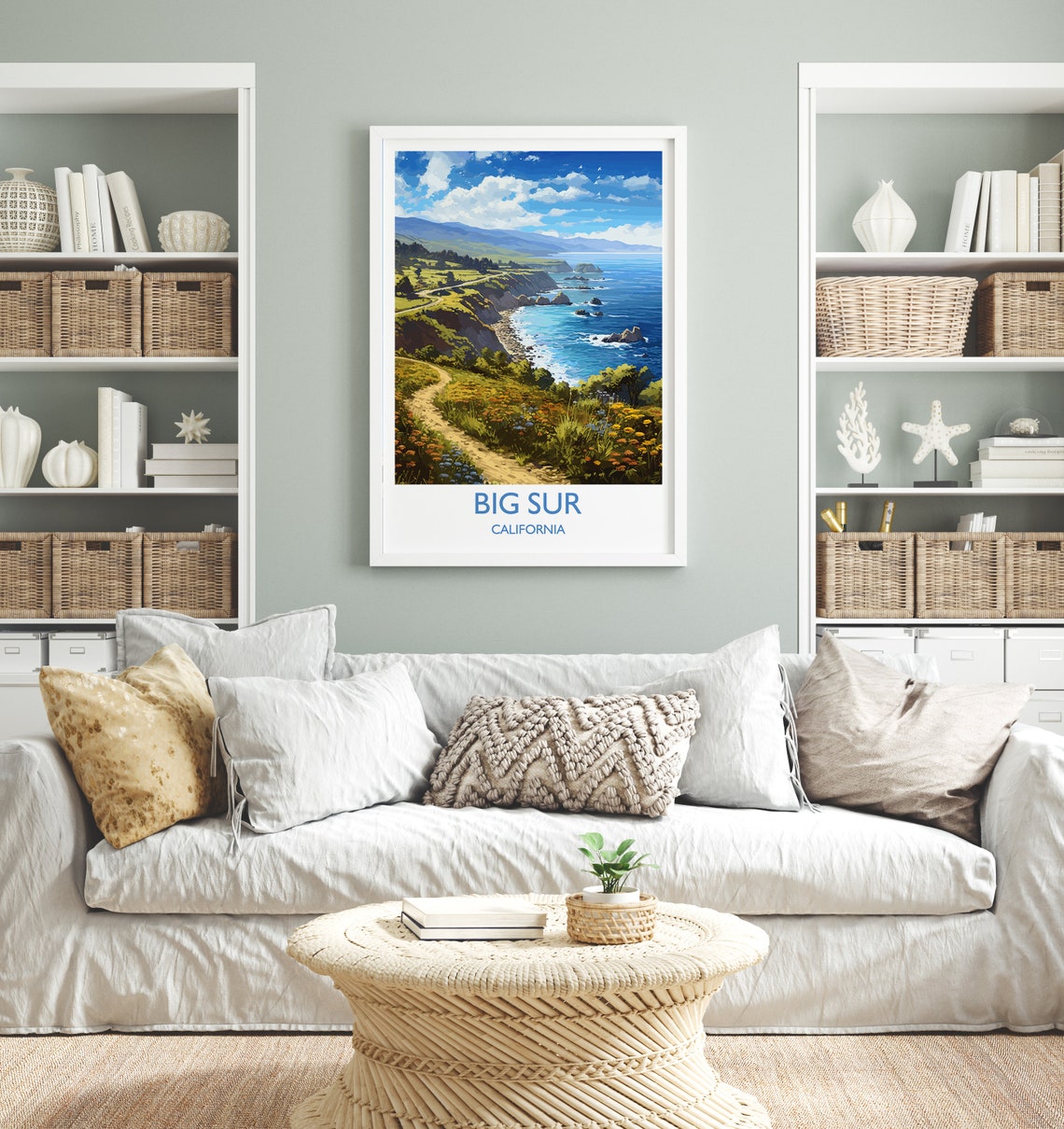 Big Sur California Winding Coast Road Cliff Wildflower Art Poster - Image 4