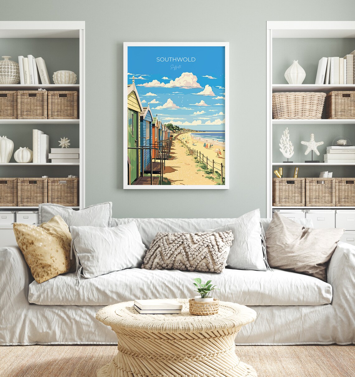 Southwold Suffolk Colourful Beach Huts Sandy Beach Travel Poster - Image 2