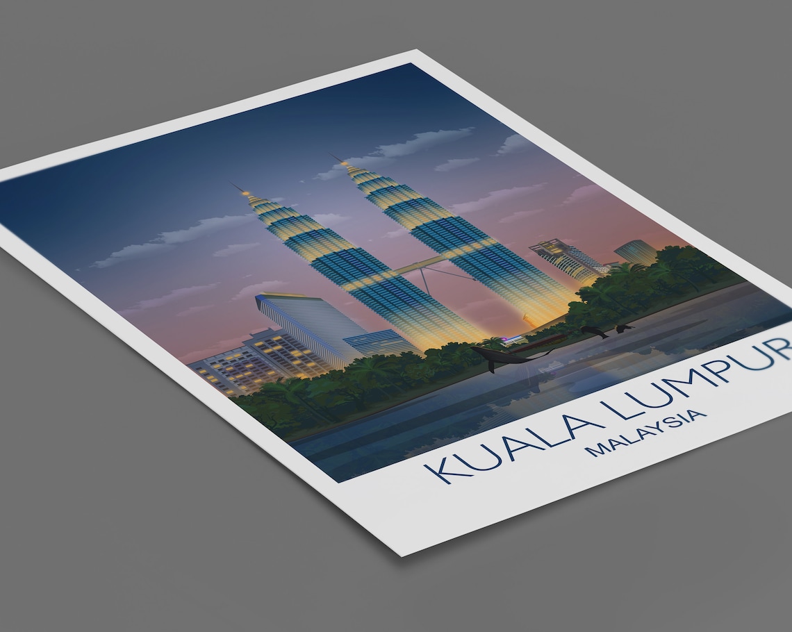 Kuala Lumpur Petronas Towers Night Cityscape Purple Sky Travel Poster - Image 2