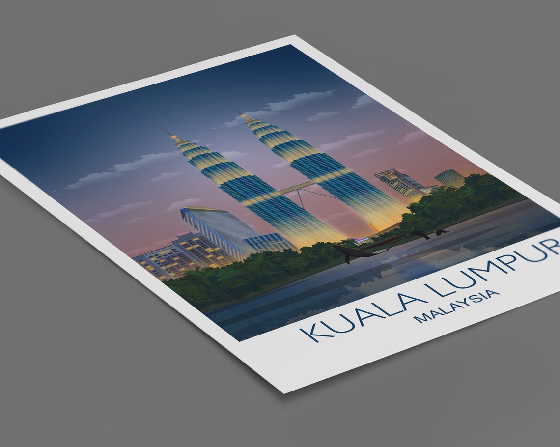Kuala Lumpur Travel Print Travel Poster Of Kuala Lumpur Kuala Lumpur Travel Poster Kuala Lumpur Sunset Print - Image 2