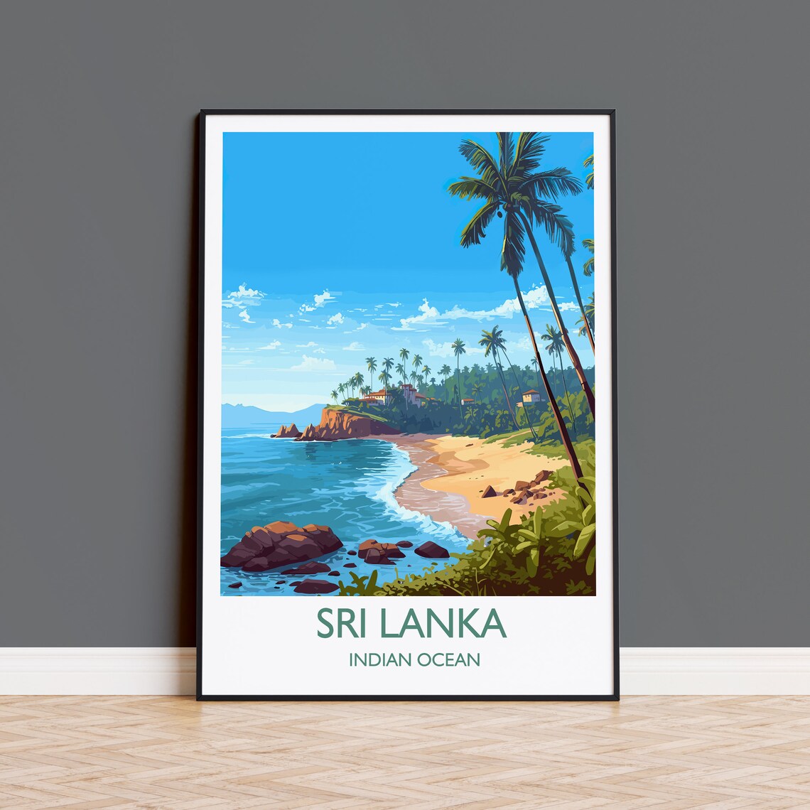 Sri Lanka Travel Poster, Indian Ocean Wall Art