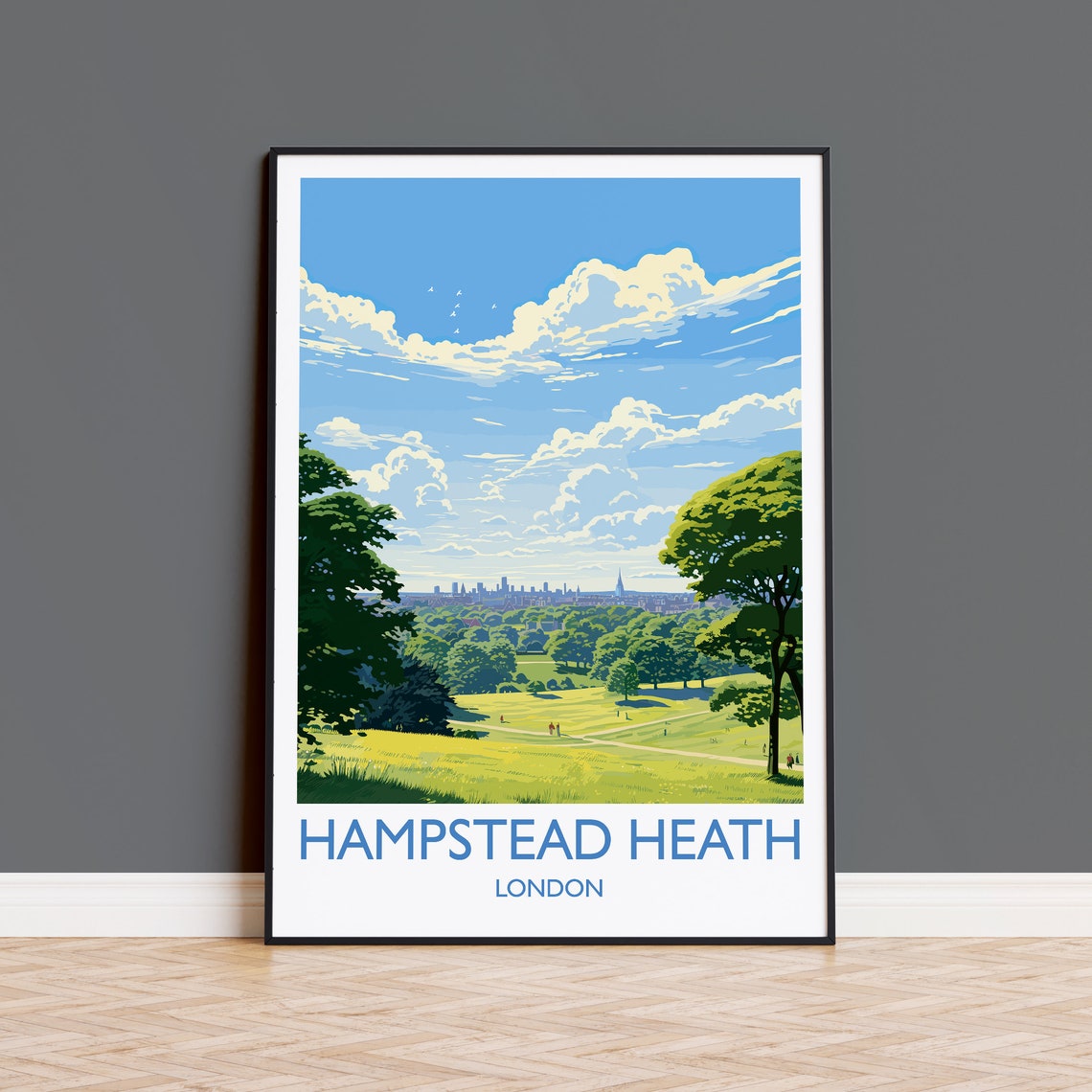 Hampstead Heath Travel Poster Travel Print Of Hampstead Heath London Poster Hampstead Heath Art Gift London Art Lovers Uk Travel Gift