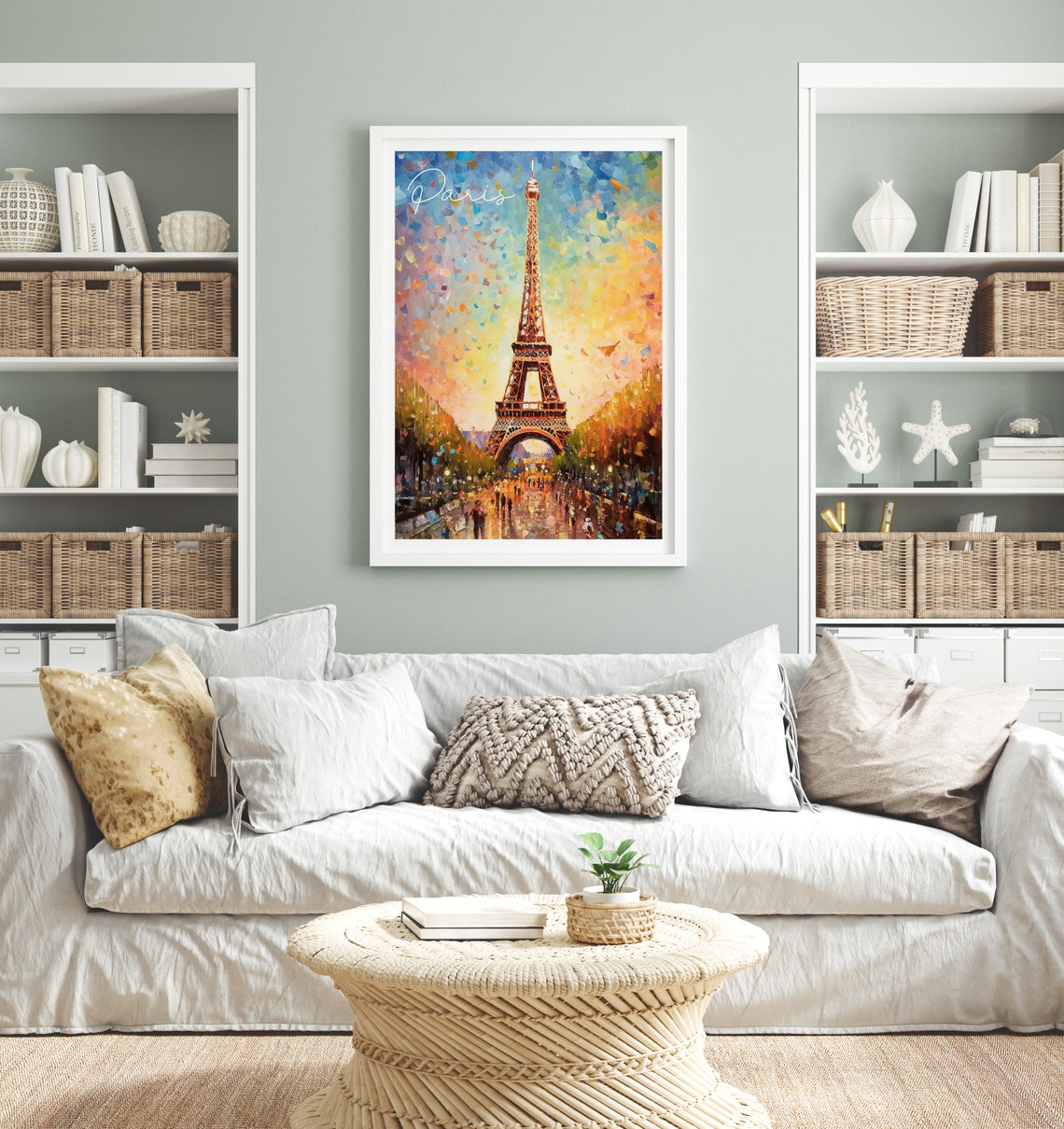 Eiffel Tower Golden Sunset Stroll Paris France Avenue Poster - Image 2
