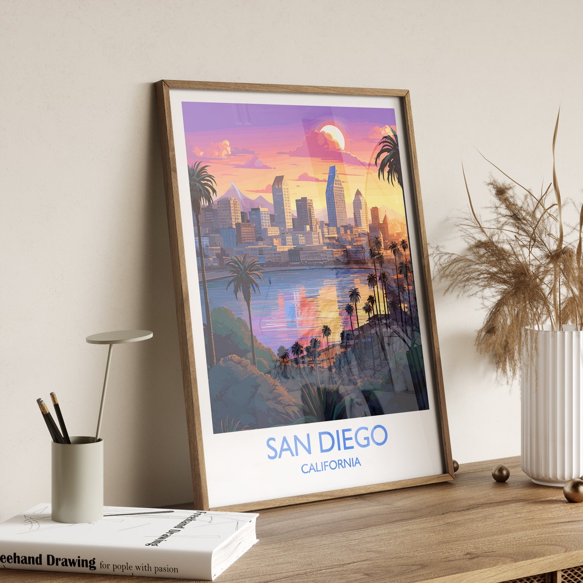 San Diego Sunset Skyline California Palm Bay Waterfront Poster - Image 3