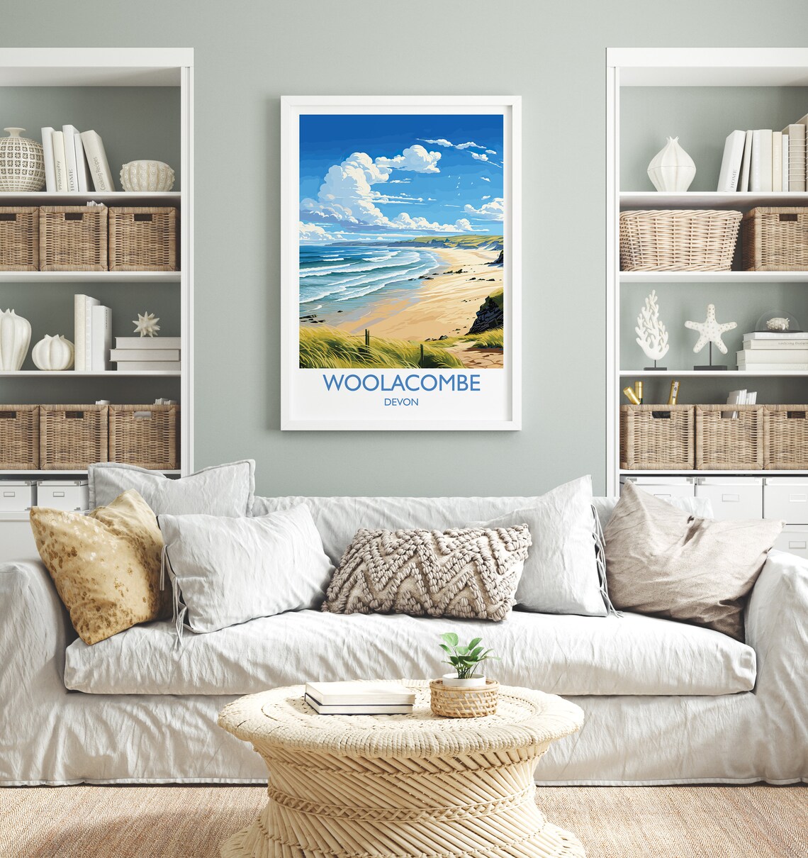 Woolacombe Travel Poster, Devon England Art Print - Image 4