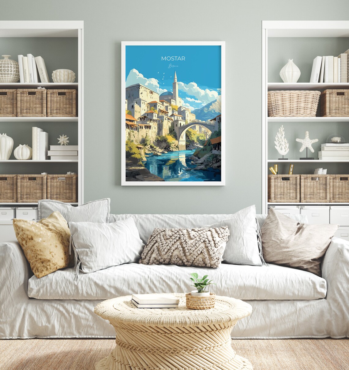 Mostar Travel Poster, Bosnia Place Art Print - Image 4