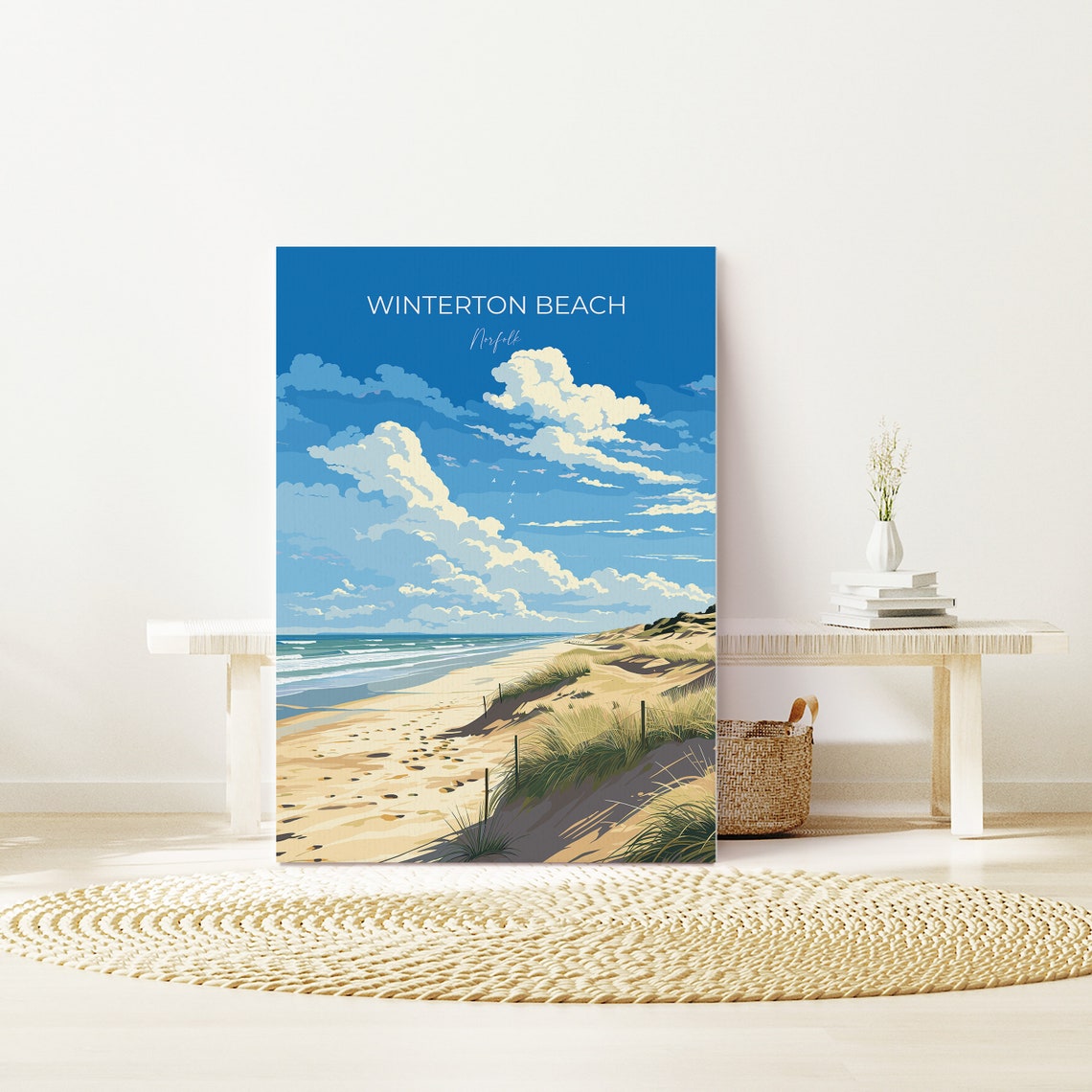 Winterton Beach Norfolk Dramatic Cloud Sky Seaside Beach Poster - Image 2