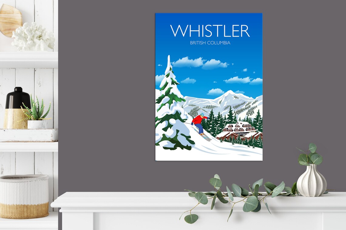Whistler British Columbia Ski Slopes Pine Resort Travel Poster - Image 3