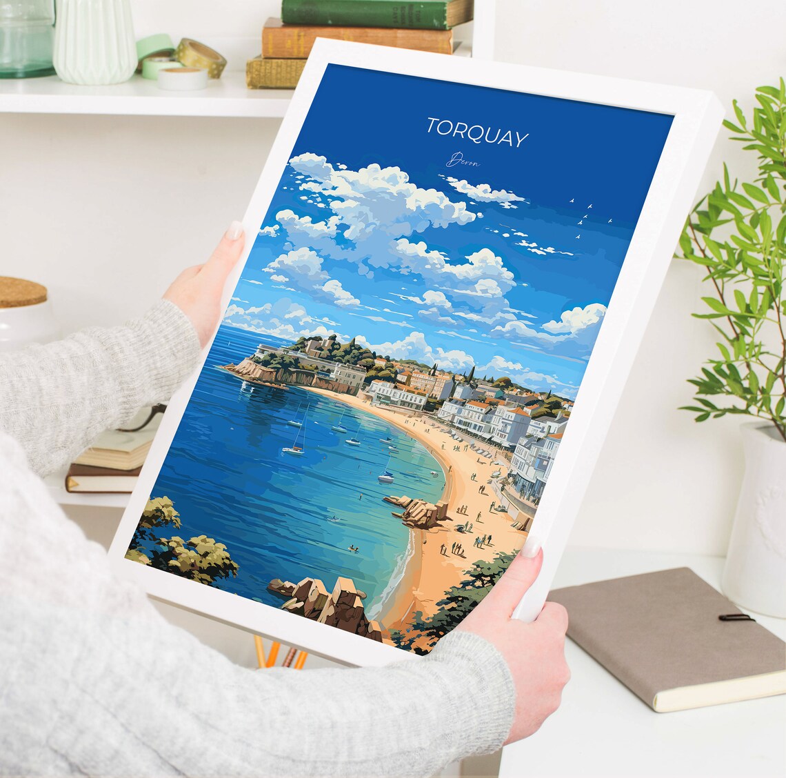 Torquay Devon Bay Beach Sailboats Coastal Resort Town Travel Poster - Image 5