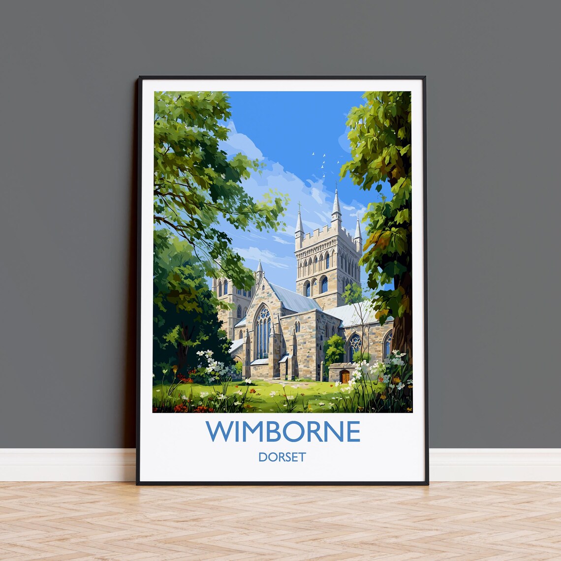 Wimborne England Travel Poster, Dorset Minster