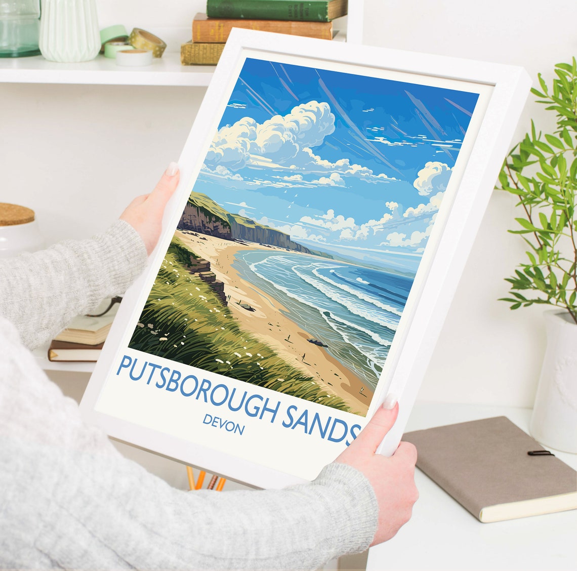 Putsborough Sands Devon Golden Beach Rolling Waves Travel Wall Art - Image 5