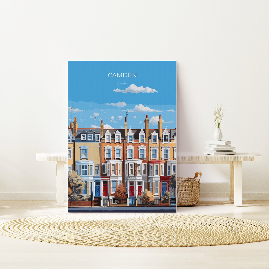 Camden London Colorful Terraced Houses Street Scene Travel Poster - Image 2
