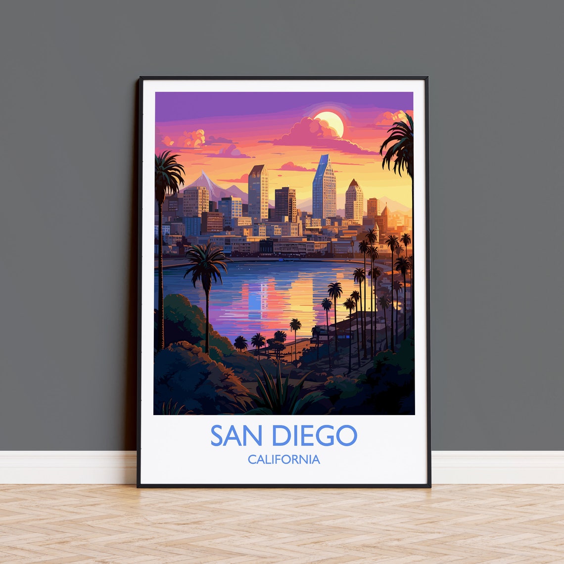 San Diego Travel Poster Travel Print Of San Diego California San Diego Gift Usa Gift Wall Art Print