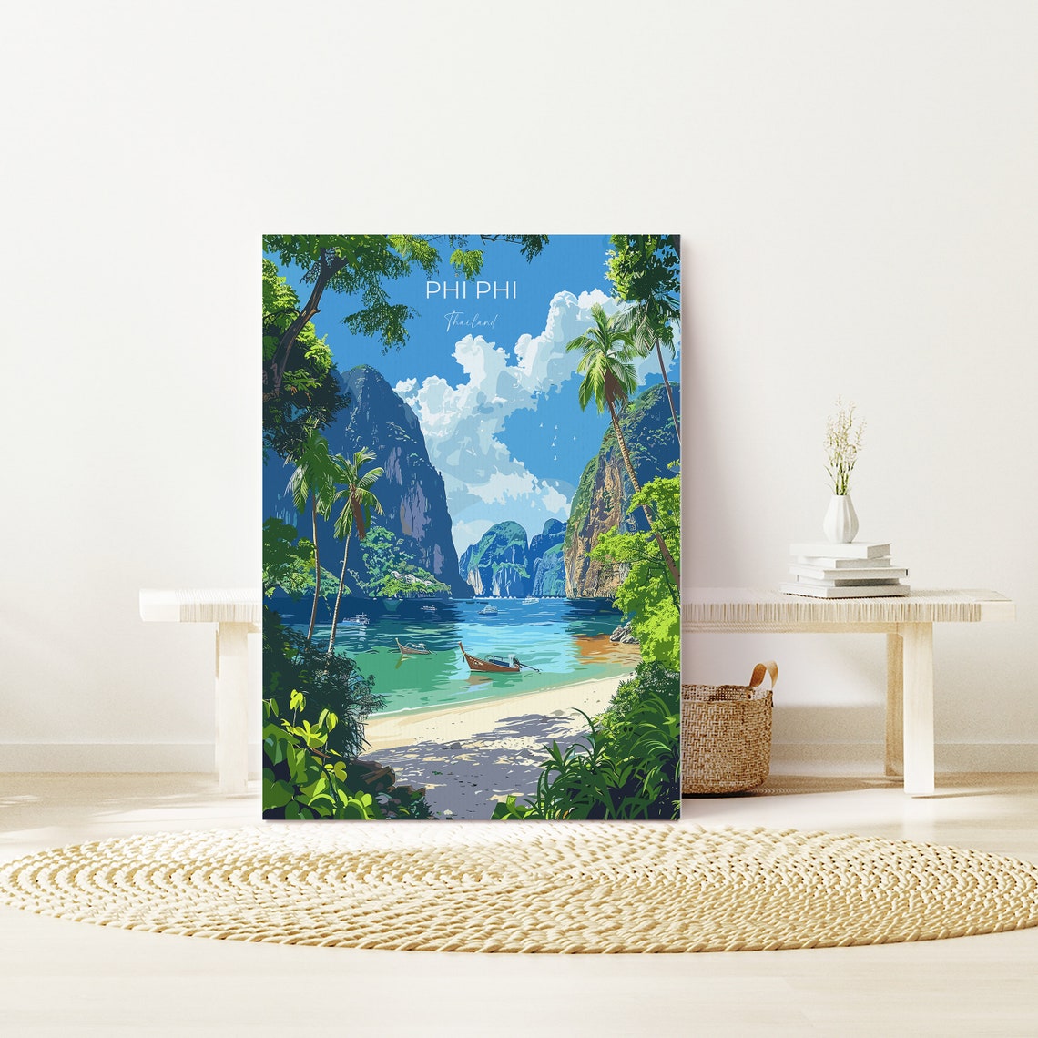 Phi Phi Thailand Tropical Beach Limestone Cliffs Travel Poster - Image 5