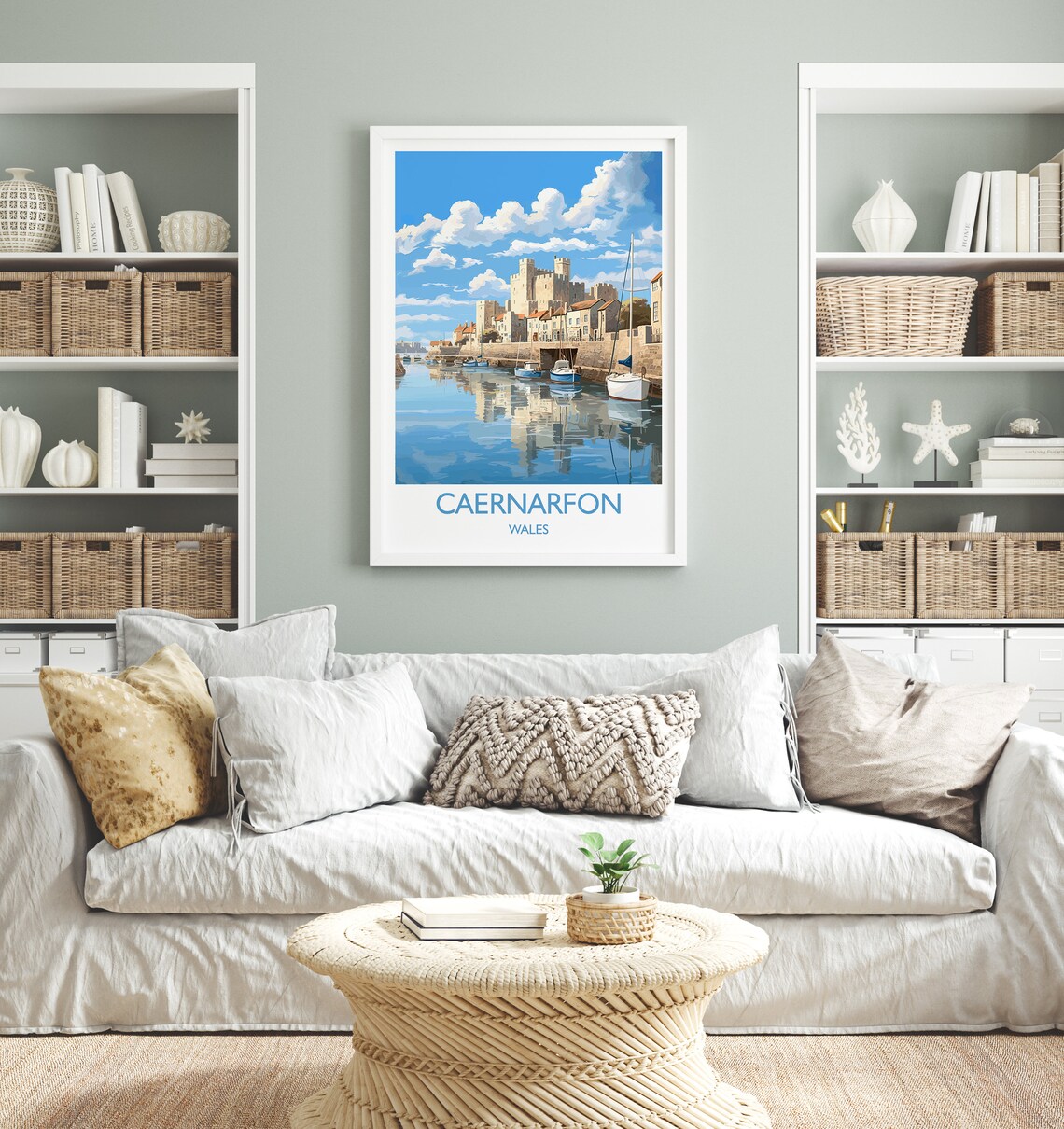 Caernarfon Wales Historic Castle Harbor Sailing Boats Travel Poster - Image 4