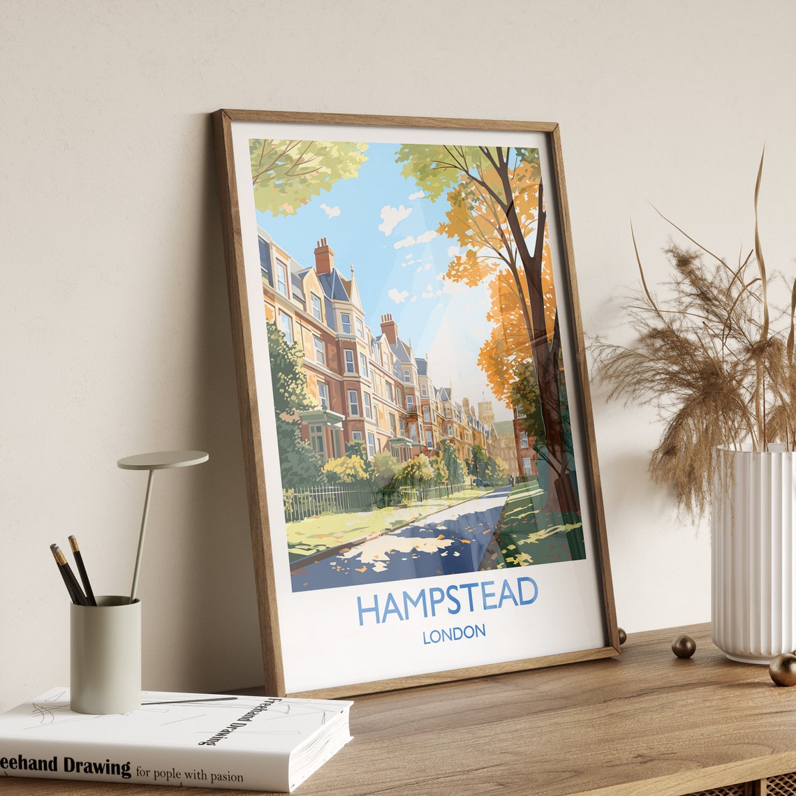 Hampstead Travel Print Travel Poster Of Hampstead London Poster Hampstead Gift Hampstead Art London Art Uk Travel Gift - Image 3
