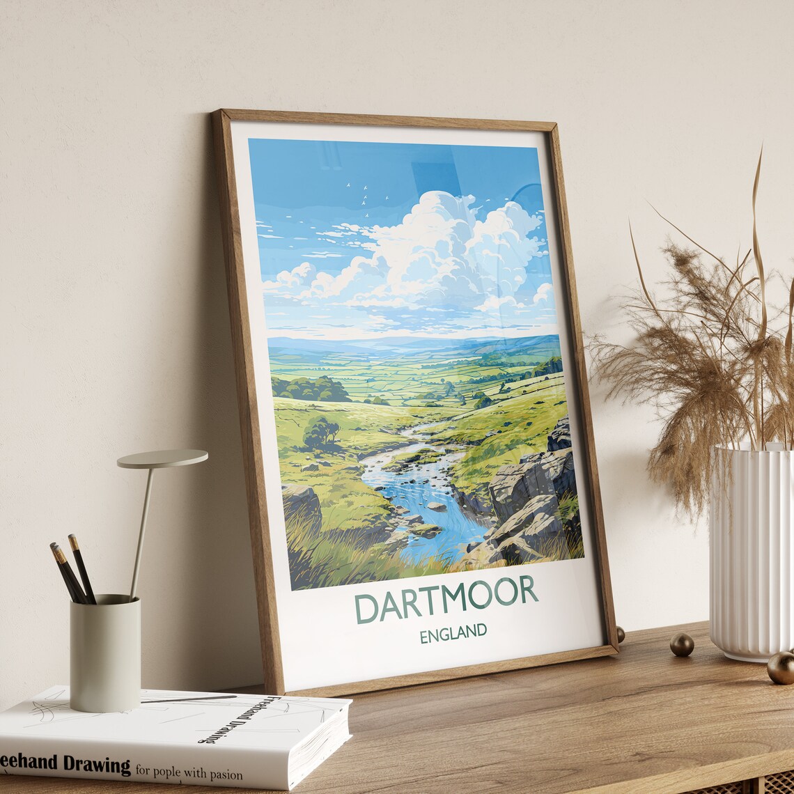 Dartmoor Travel Poster, English Countryside Art Print - Image 3