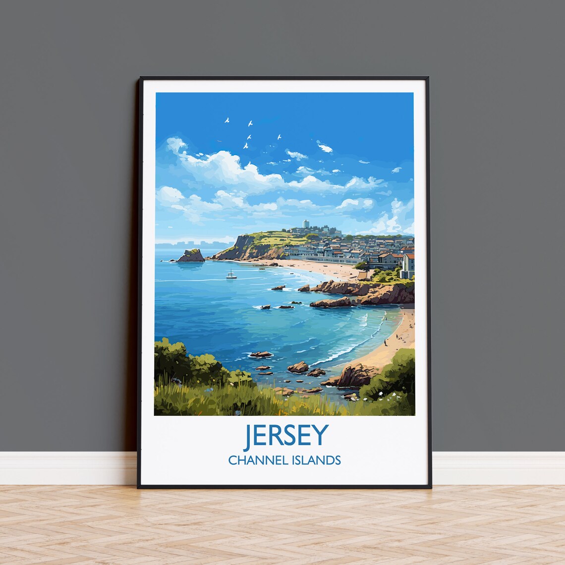 Jersey Travel Poster, Channel Islands Wall Art Print