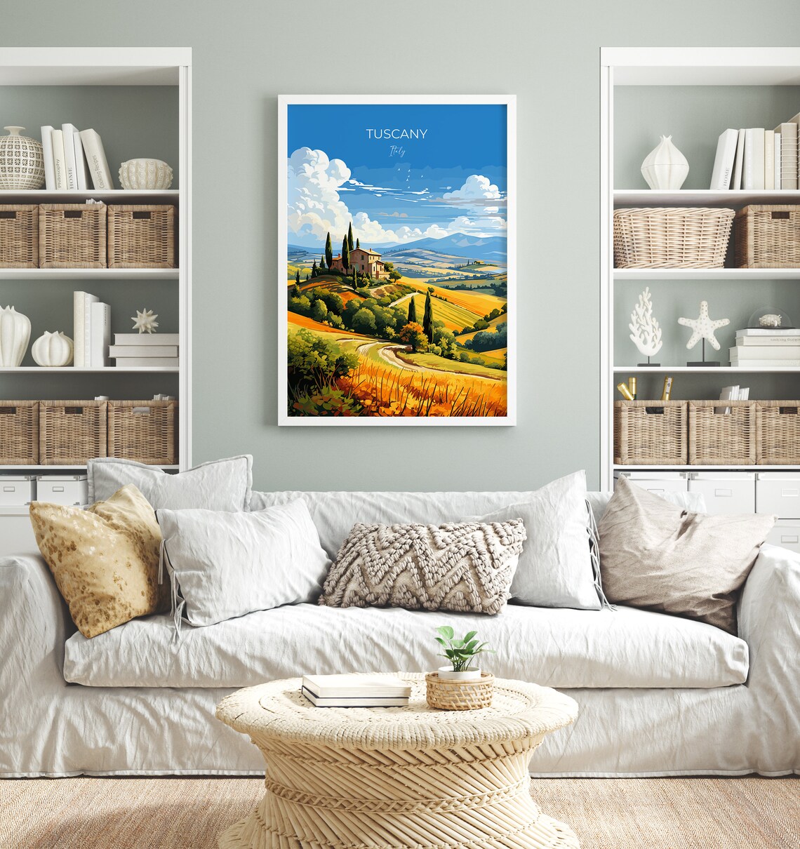 Tuscany Italy Golden Wheat Fields Villa Cypress Hills Travel Poster - Image 4