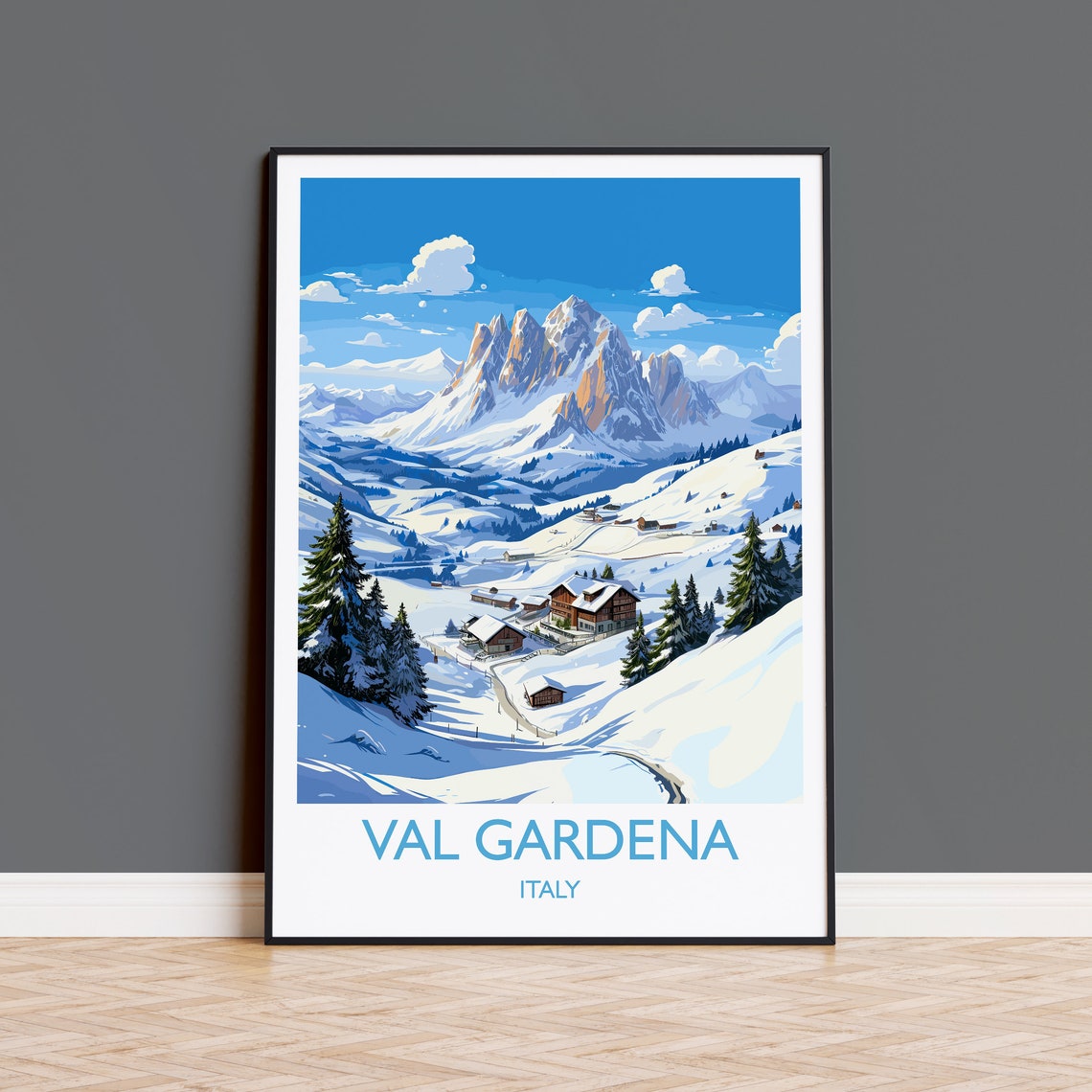 Val Gardena Wall Art Travel Poster Travel Print Of Val Gardena Ski Poster Art Gift Italy Dolomites Ski Art Travel Lovers Gift