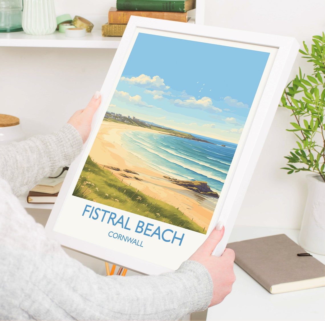 Fistral Beach Cornwall Rolling Surf Waves And Dunes Travel Poster - Image 5