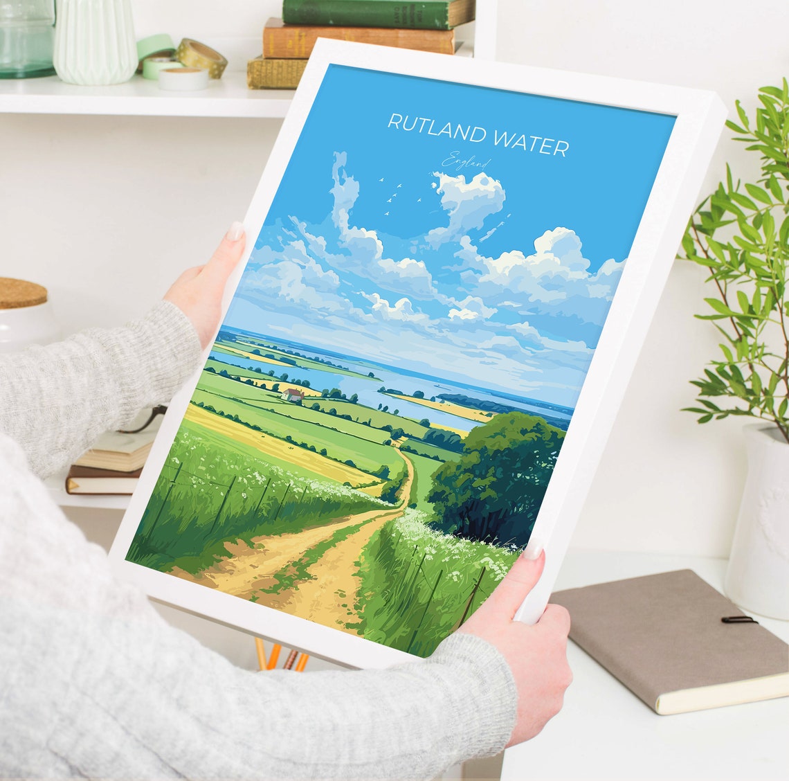 Rutland Water Poster Travel Print Of Rutland Water Rutland Water Reservoir Rutland Water Art Gift Wall Art Print - Image 5