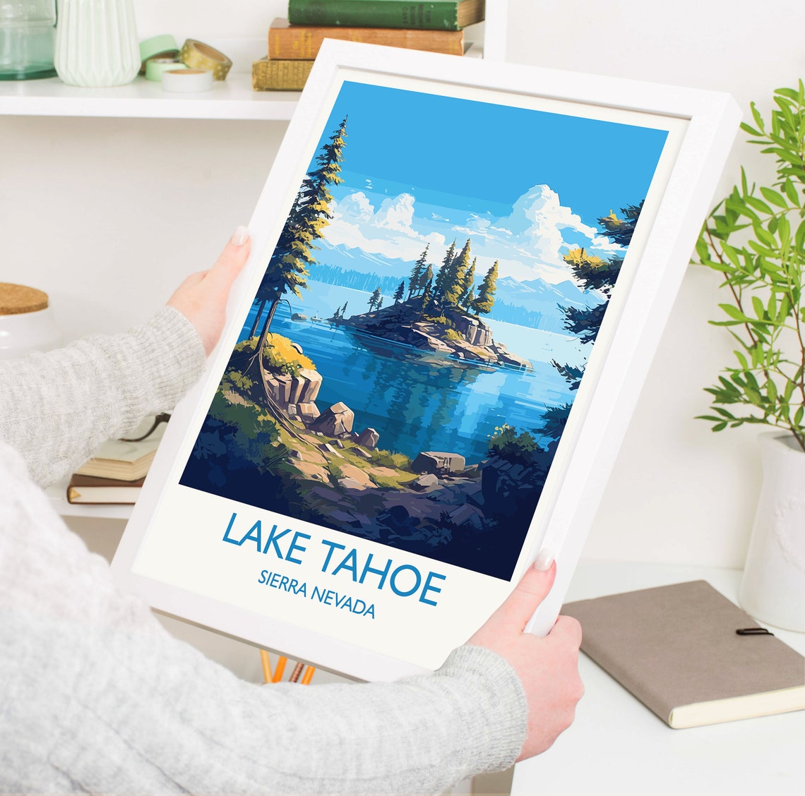 Lake Tahoe Poster Travel Print Of Lake Tahoe Sierra Nevada Art Lake Tahoe Gift Usa Travel Gift - Image 5