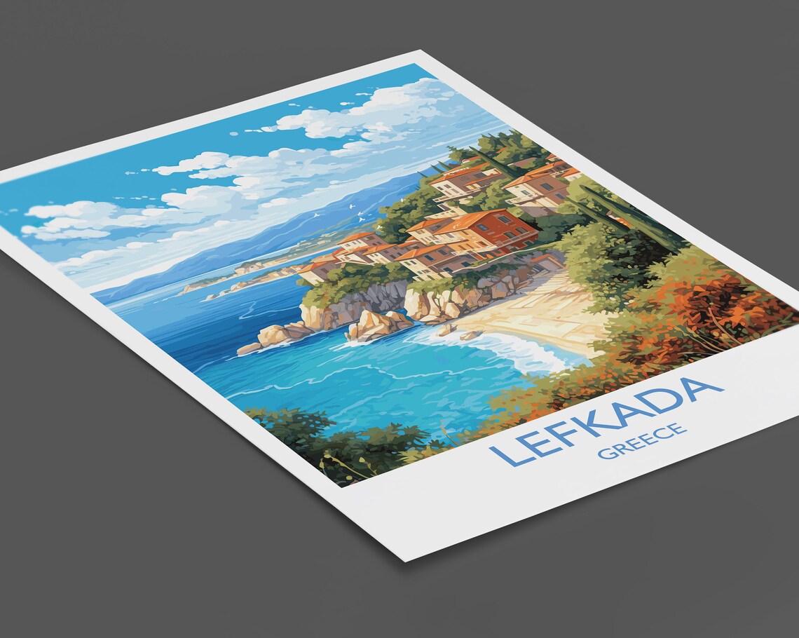 Lefkada Travel Poster, Greek Islands Art Print - Image 2