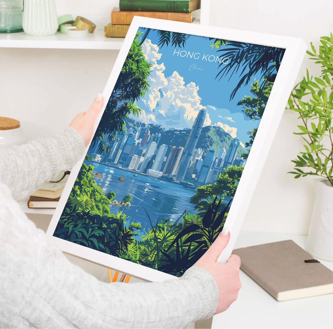 Hong Kong Travel Poster Travel Print Of Hong Kong Hong Kong Art Lovers Gift China Wall Art Gift - Image 3