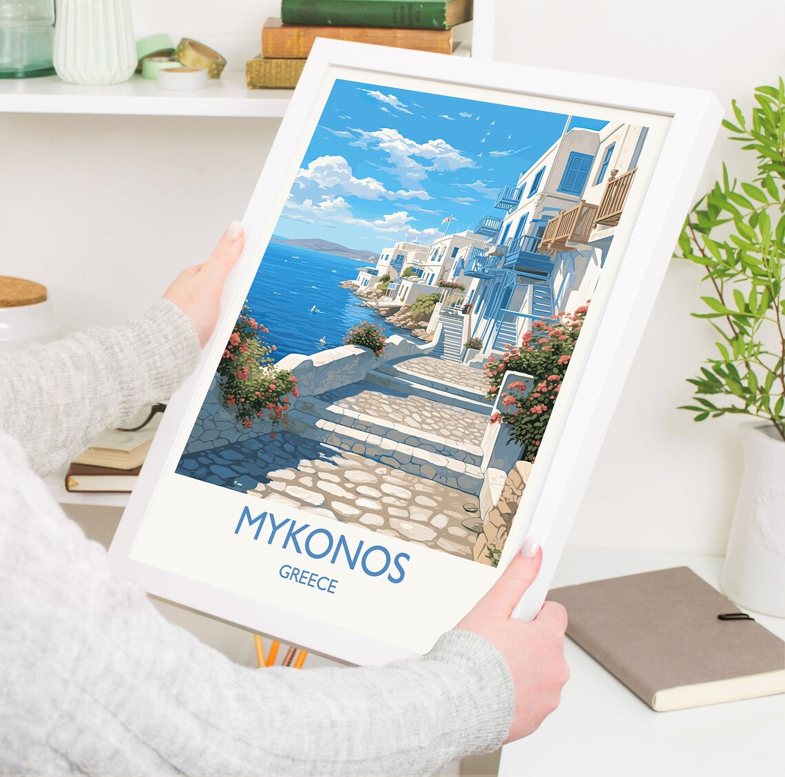Mykonos Travel Poster, Greece Island Wall Art Print - Image 5